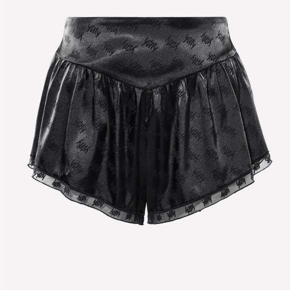Black Satin Yitty Sleep Shorts - Picture 4 of 9